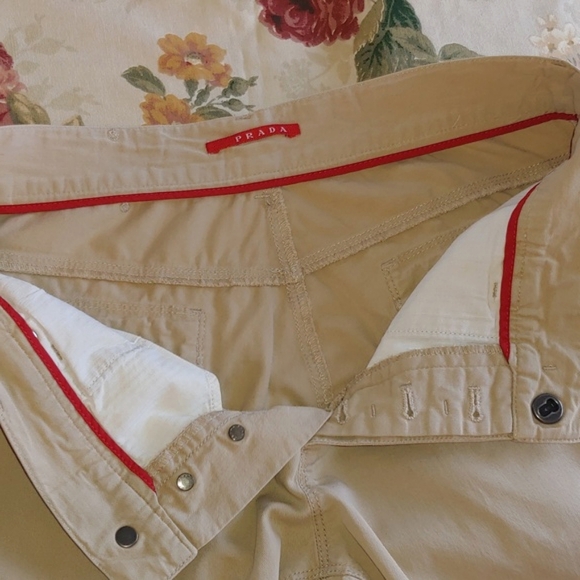 PRADA Women's Khaki Button Fly Pants in size Euro 50 US 12 - Picture 9 of 17